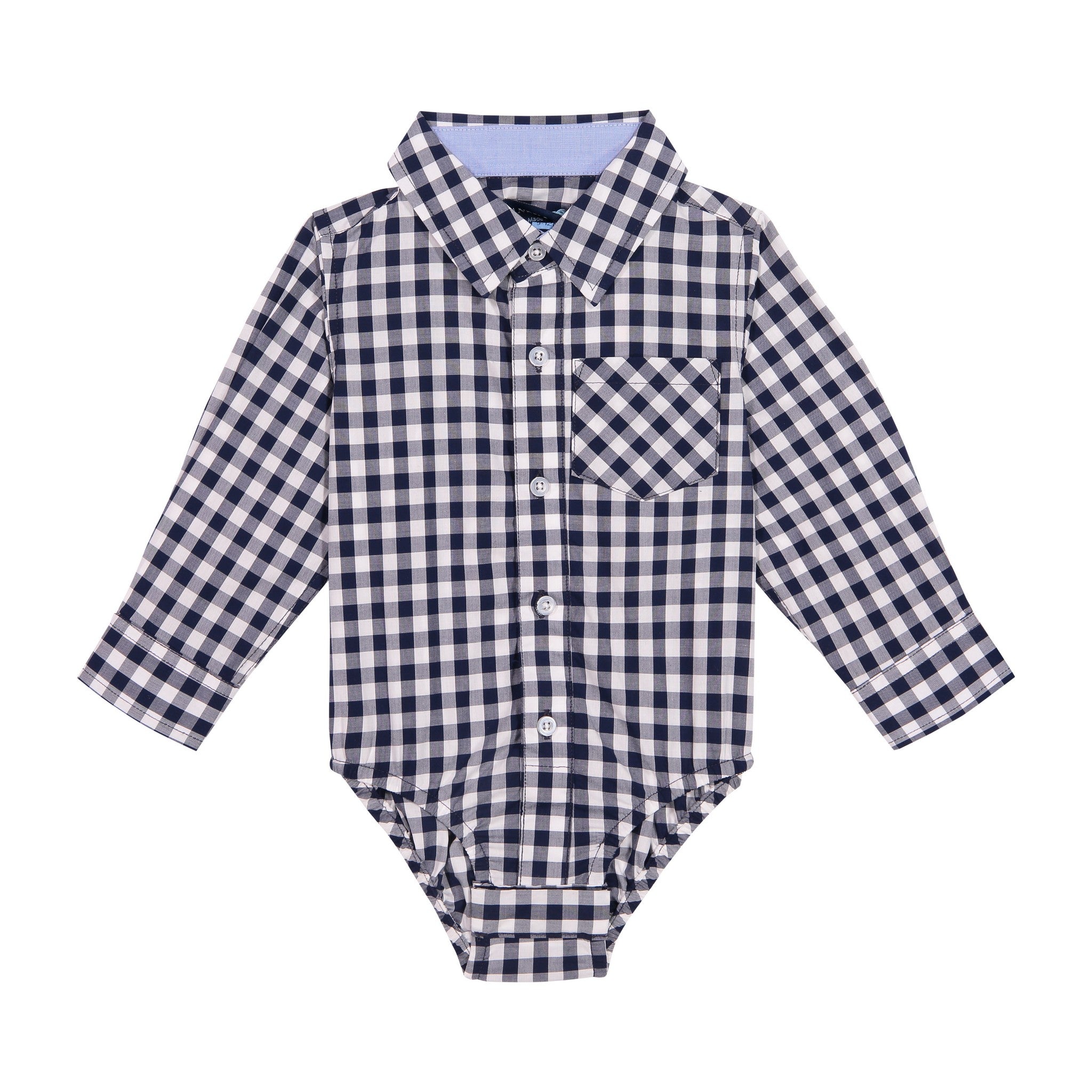 Infant Boy Navy Gingham Button-down Shirtzie® - 12/18 M / Blue