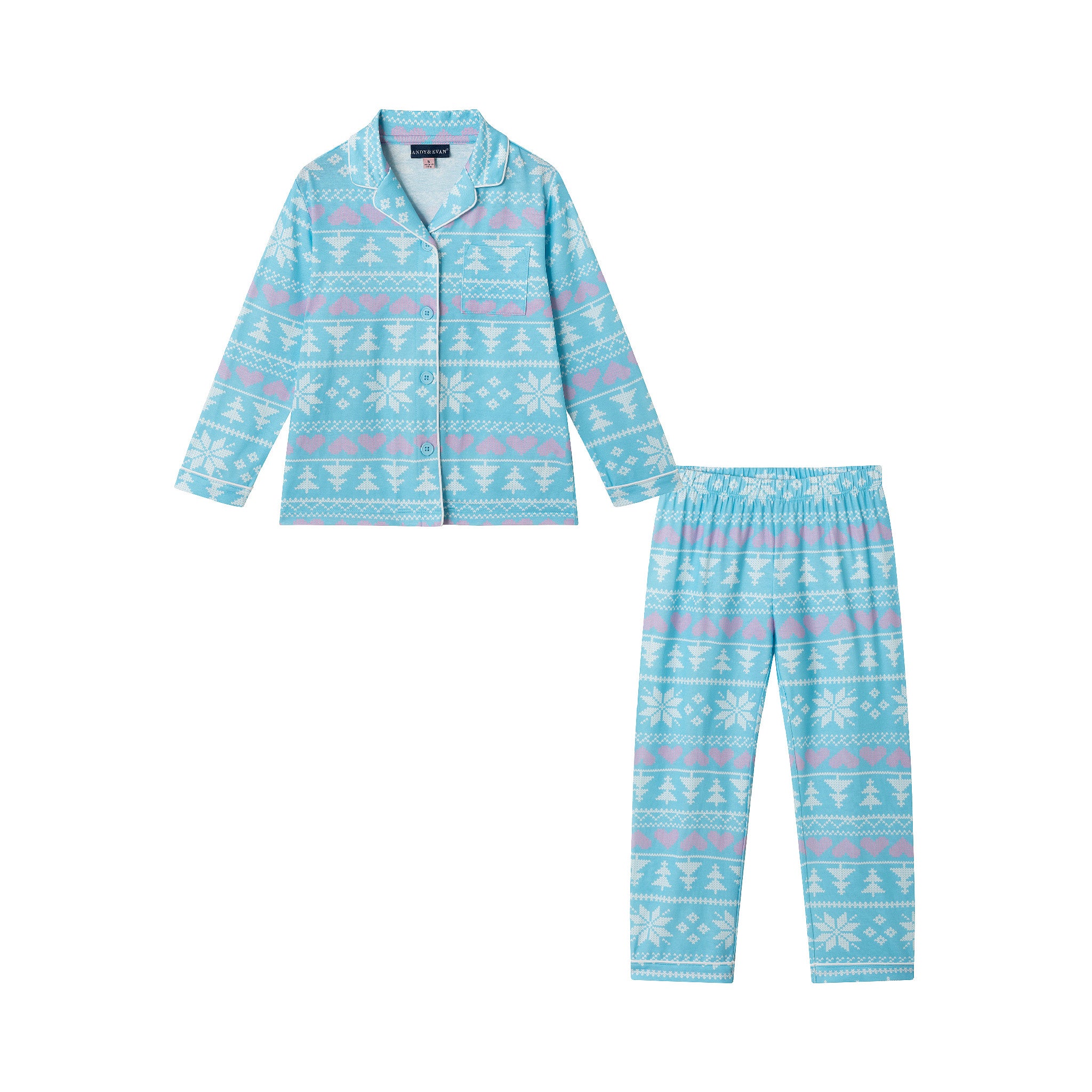 Kids Holiday Pajama Set | Snowflakes & Hearts