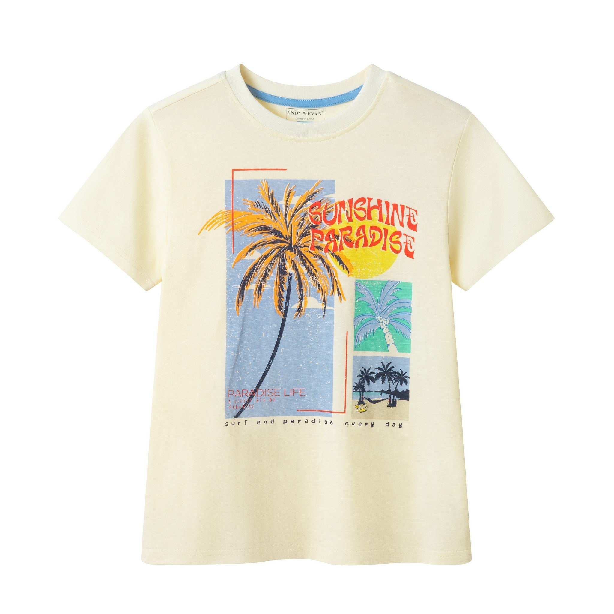 Big Kid Boys Graphic Tee | White Palm Tree