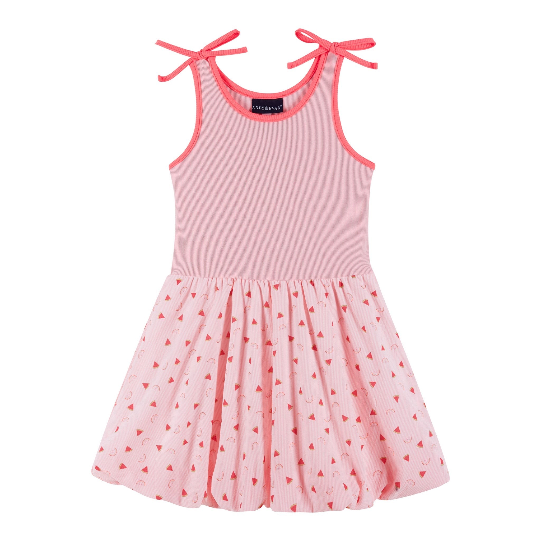 Girls Bubble Dress | Watermelon Rainbow Print - 4T / Pink