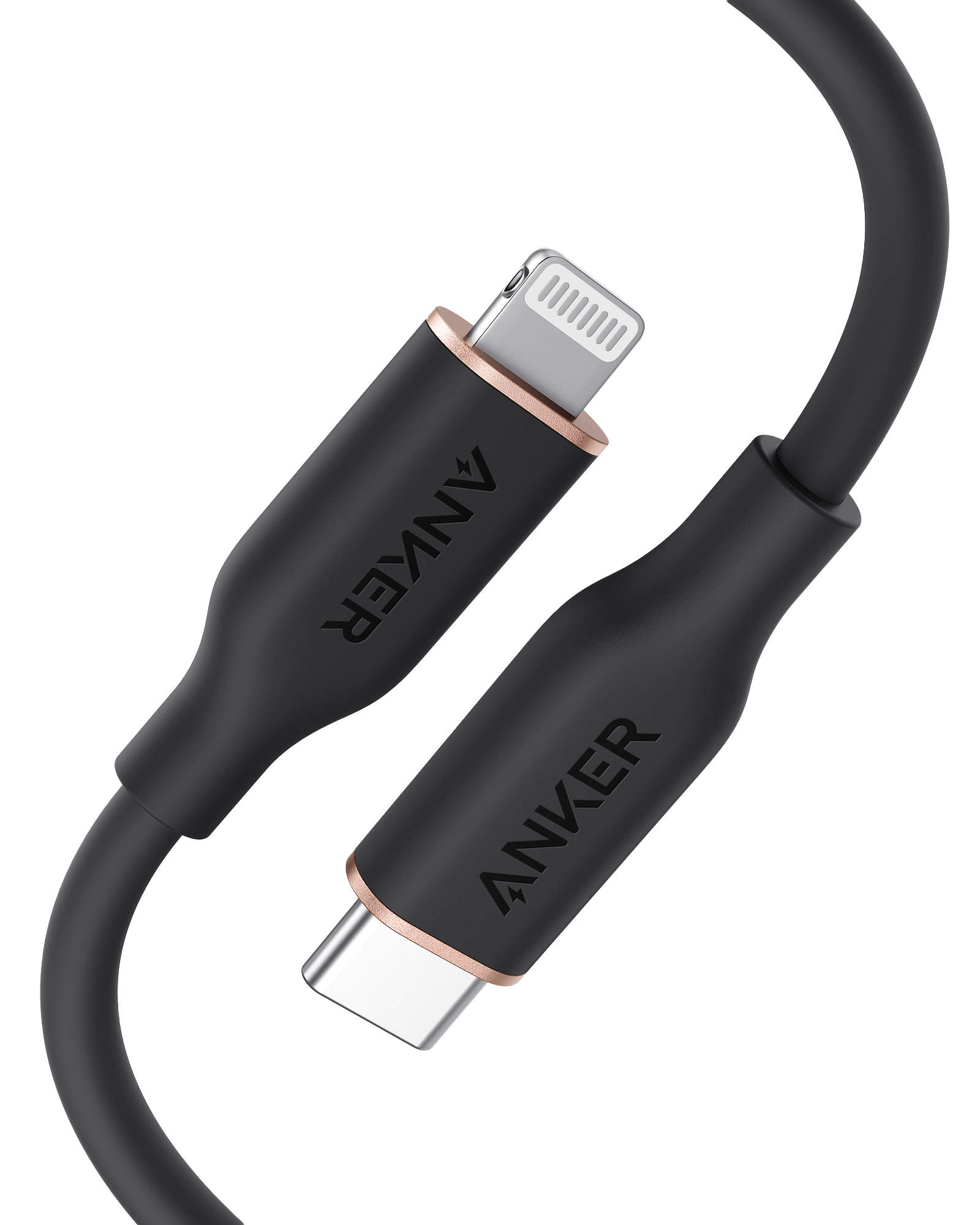 Anker 641 USB-C to Lightning Cable (Flow, 3 ft Silicone) 3ft / Midnight Black