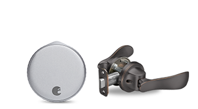 August Wi-Fi Smart Lock + Navis Paddle in Oil Rubbed Bronze - Silver