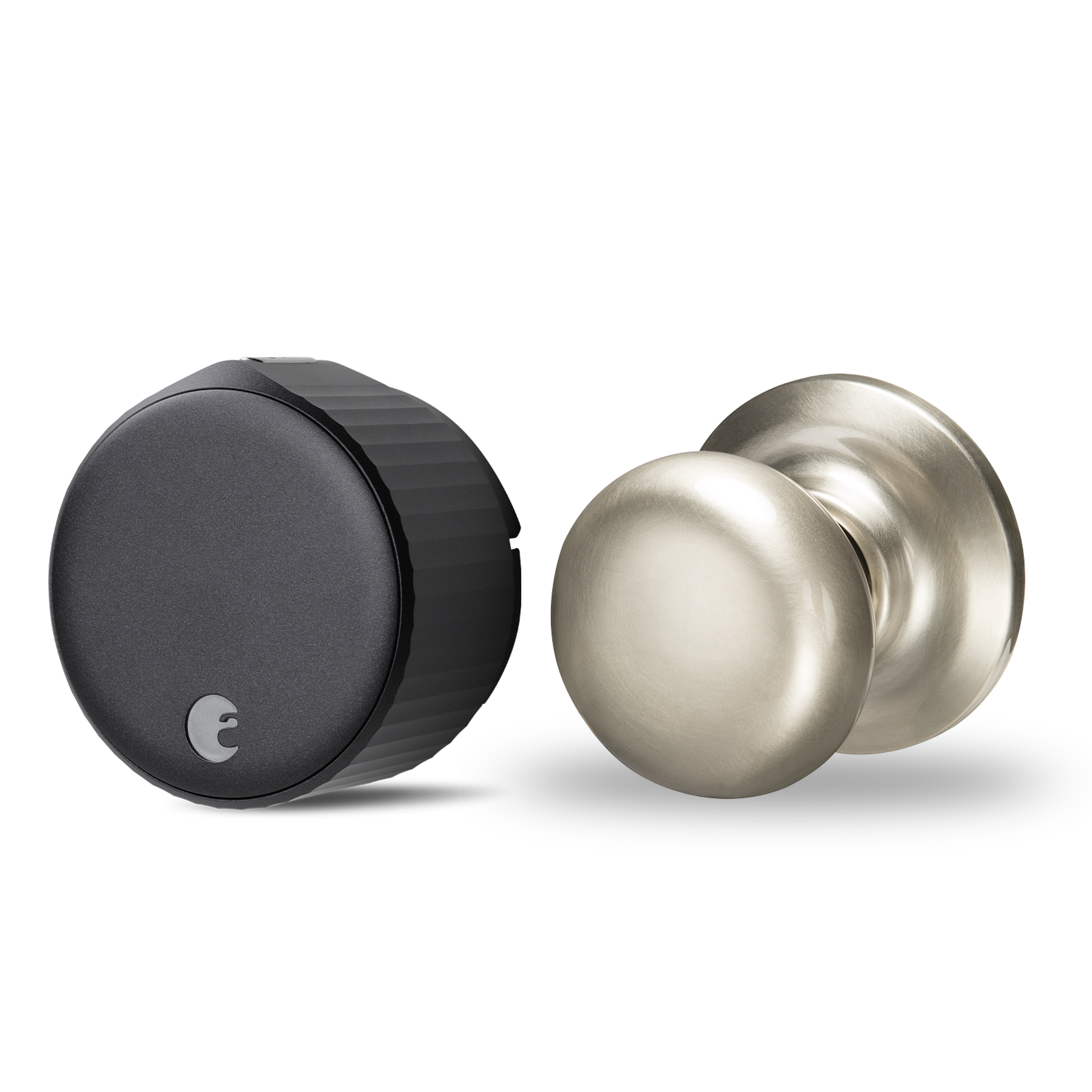 August Wi-Fi Smart Lock + Cambridge Knob in Satin Nickel - Matte Black