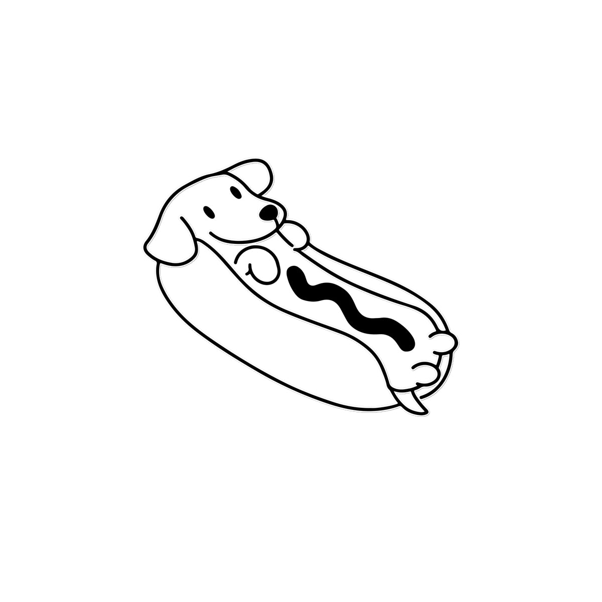 Dog in Hot Dog Temporary Tattoo - 4"x6"