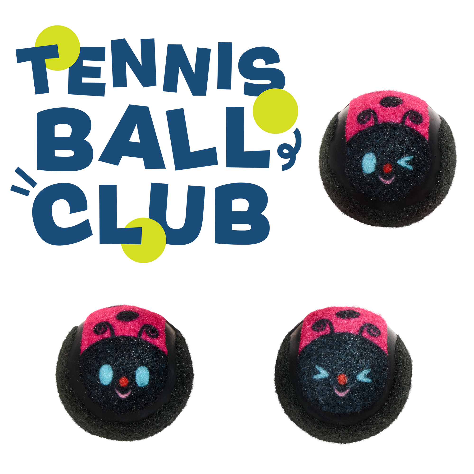 Launch Ladies 3 Squeaky Tennis Balls Multi-Part Dog Toy
