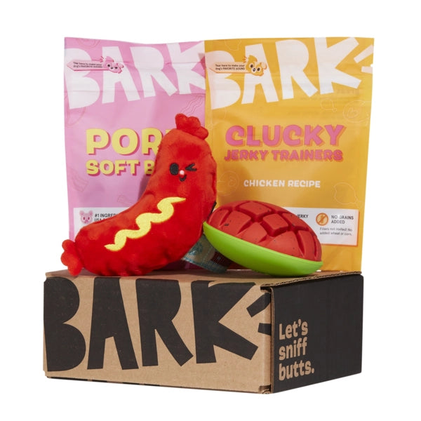 BARK 3 Month Subscription - Super Chewer / Large Dog / Obsessed: 3 Toys, 2 Treats, 1 Chew - No Tug - Allergy