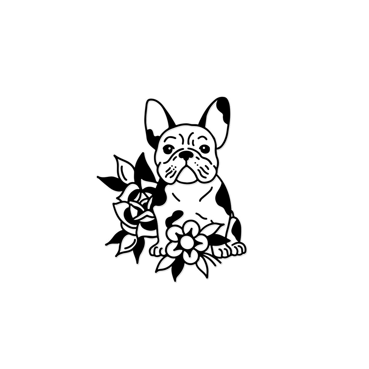 Dog Flowers Temporary Tattoo - 4"x6"