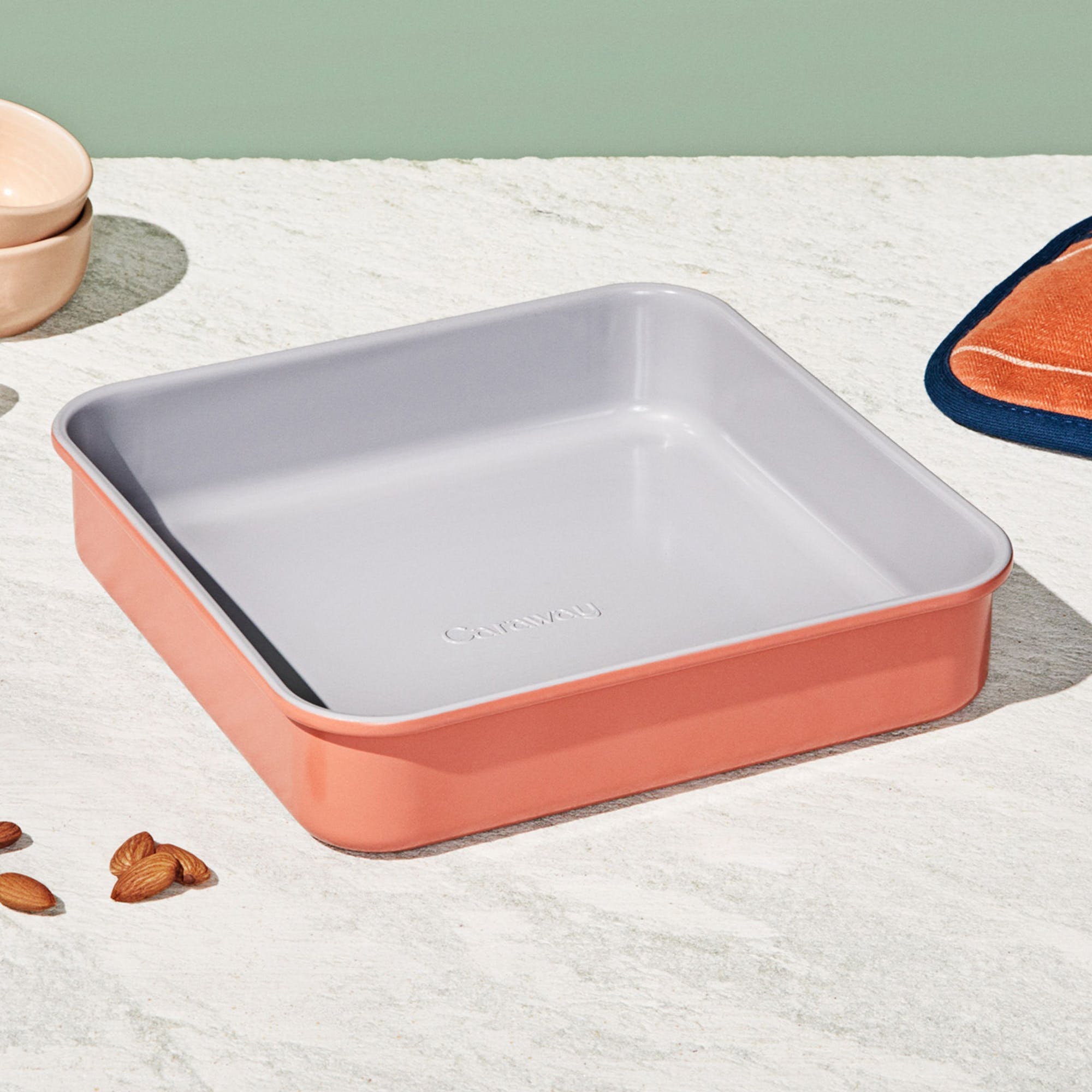 9" Square Pan In Perracotta | Non-Stick, Non-Toxic, Easy To Clean, Scratch Resistant Ceramic Bakeware | Oven Safe & Durable | Caraway