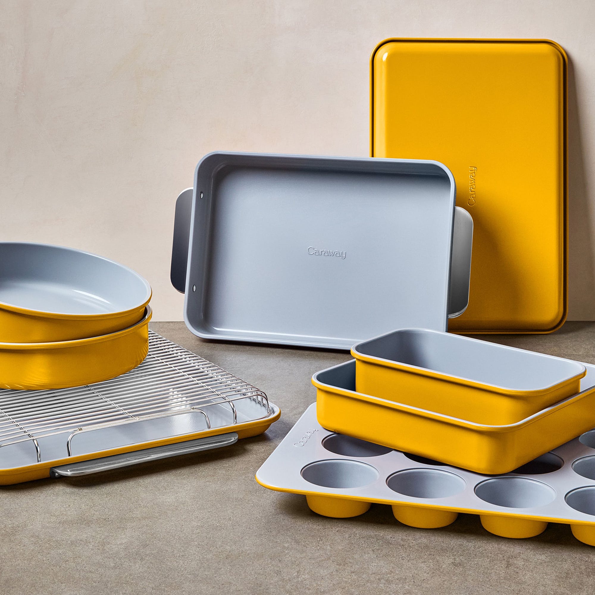 11 Piece Bakeware Set In Marigold | Non-Stick, Non-Toxic, Easy To Clean, Scratch Resistant Ceramic Bakeware | Oven Safe & Durable | Caraway