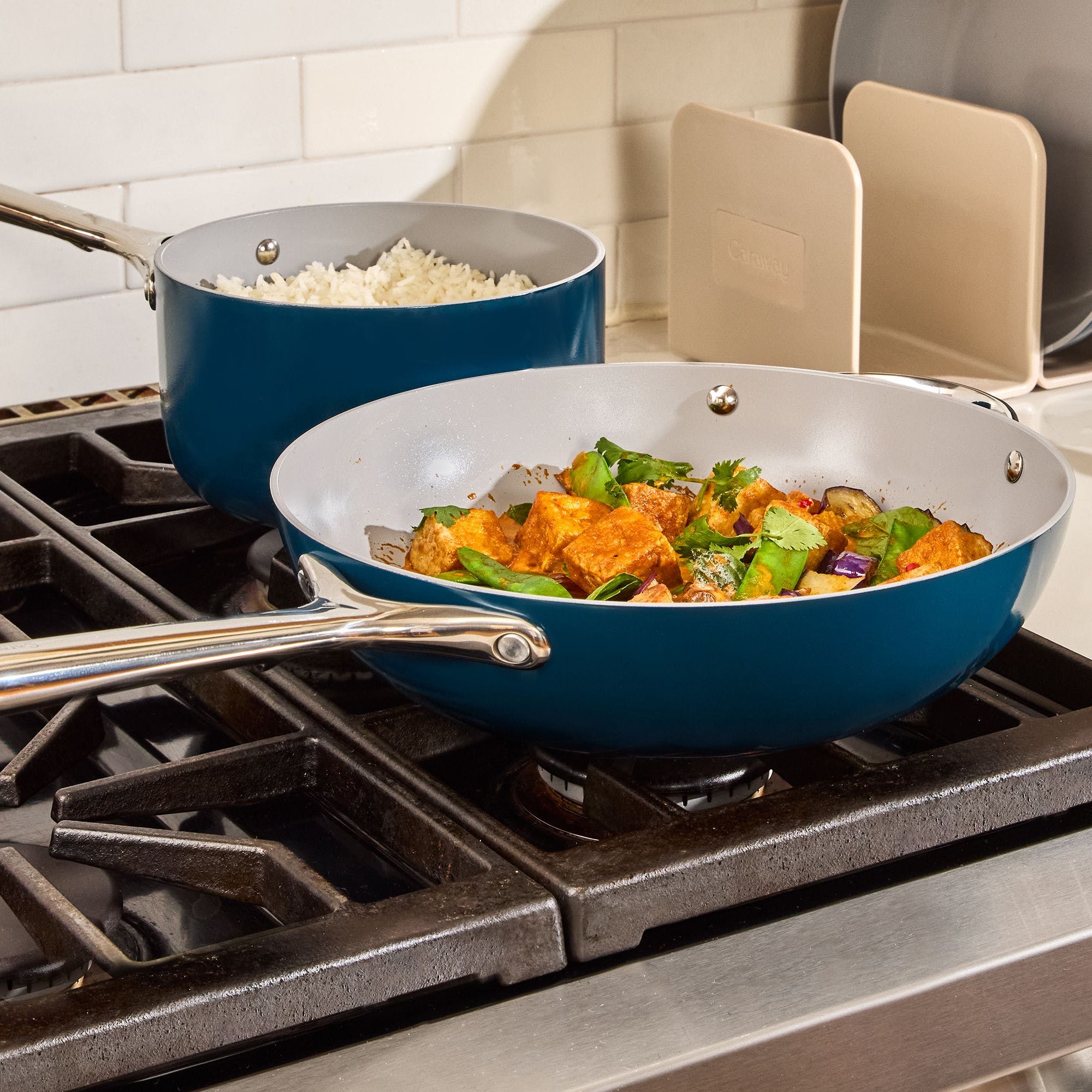 12" Stir Fry Pan In Navy | Non-Stick, Non-Toxic, PFAS-Free Ceramic Cookware | Induction-Compatible For Healthy Cooking | High, Anti-Splatter Walls | Caraway