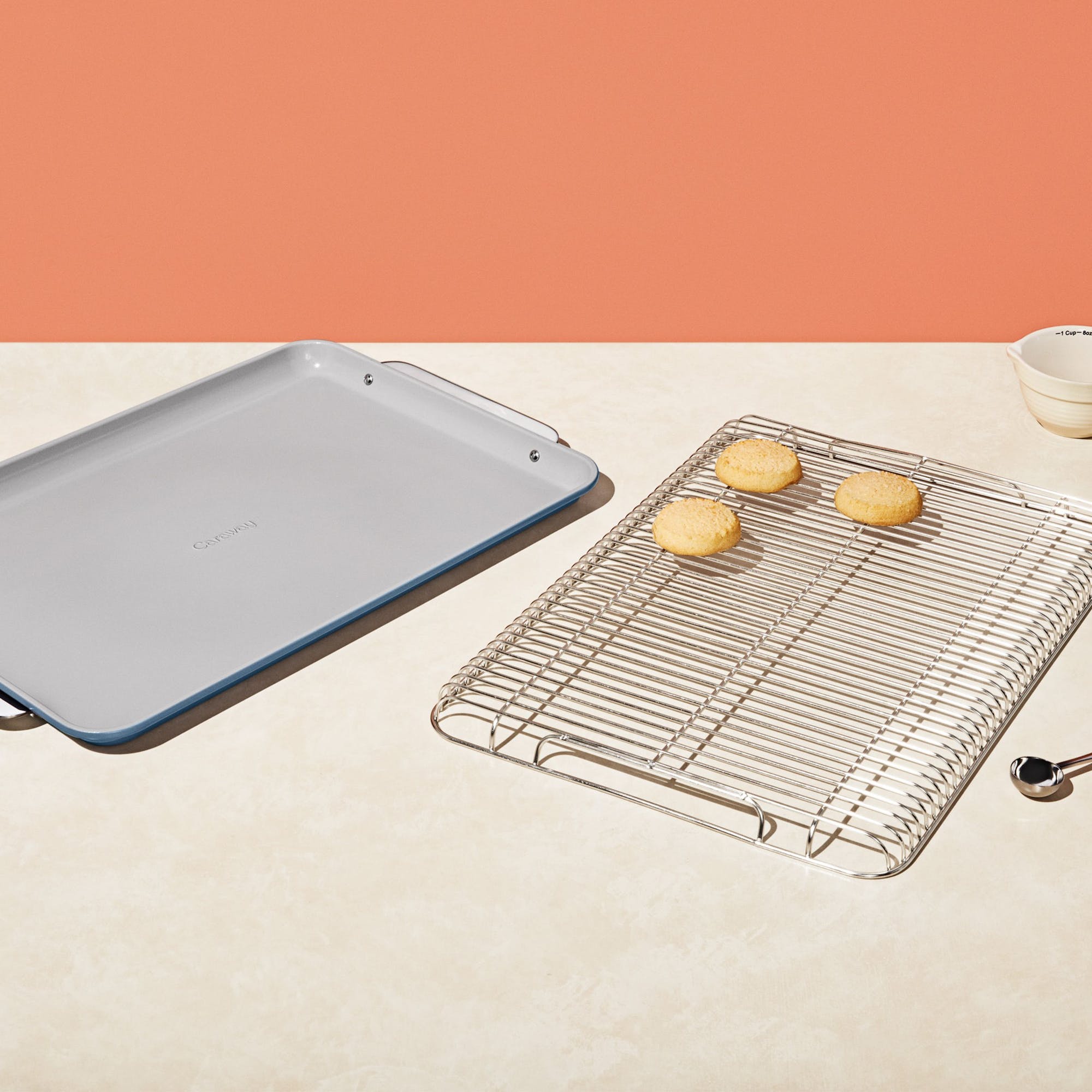 Baking Sheet & Cooling Rack In Slate | Non-Stick, Non-Toxic, Easy To Clean, Scratch Resistant Ceramic Bakeware | Oven Safe & Durable | Caraway