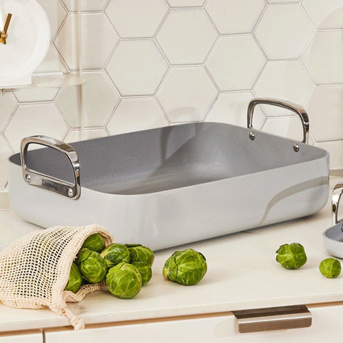 16x13" Roasting Pan In Gray | Non-Stick, Non-Toxic, PFAS-Free Ceramic Pan + Wire Rack | Induction-Compatible For Healthy Cooking | Caraway