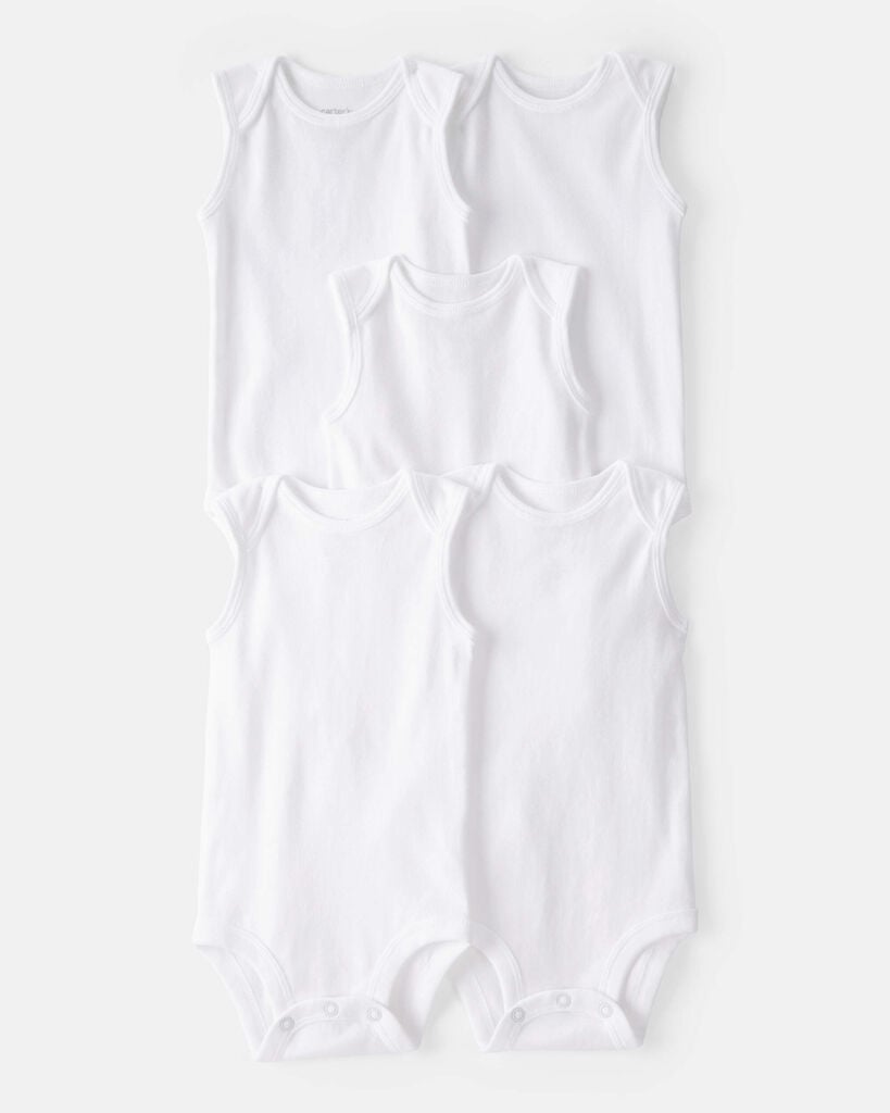 Carter's baby 5-pack sleeveless bodysuits 12M White