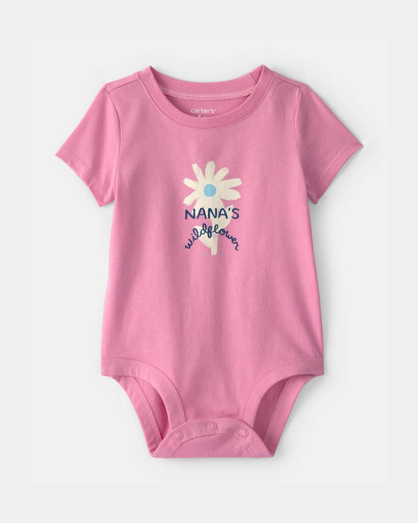 Carter's baby girl 'nana's wildflower' graphic bodysuit 12M Pink
