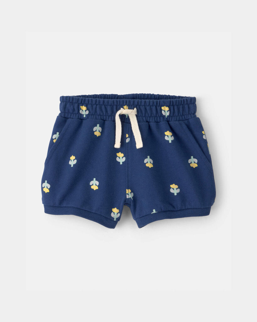 Carter's baby girl floral french terry shorts 12M Navy Blue