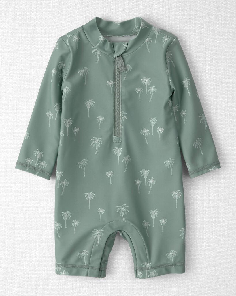 Little Planet Baby Boy Recycled Long-Sleeve Rashguard Swimsuit in Palm Tree 12M Palm Tree