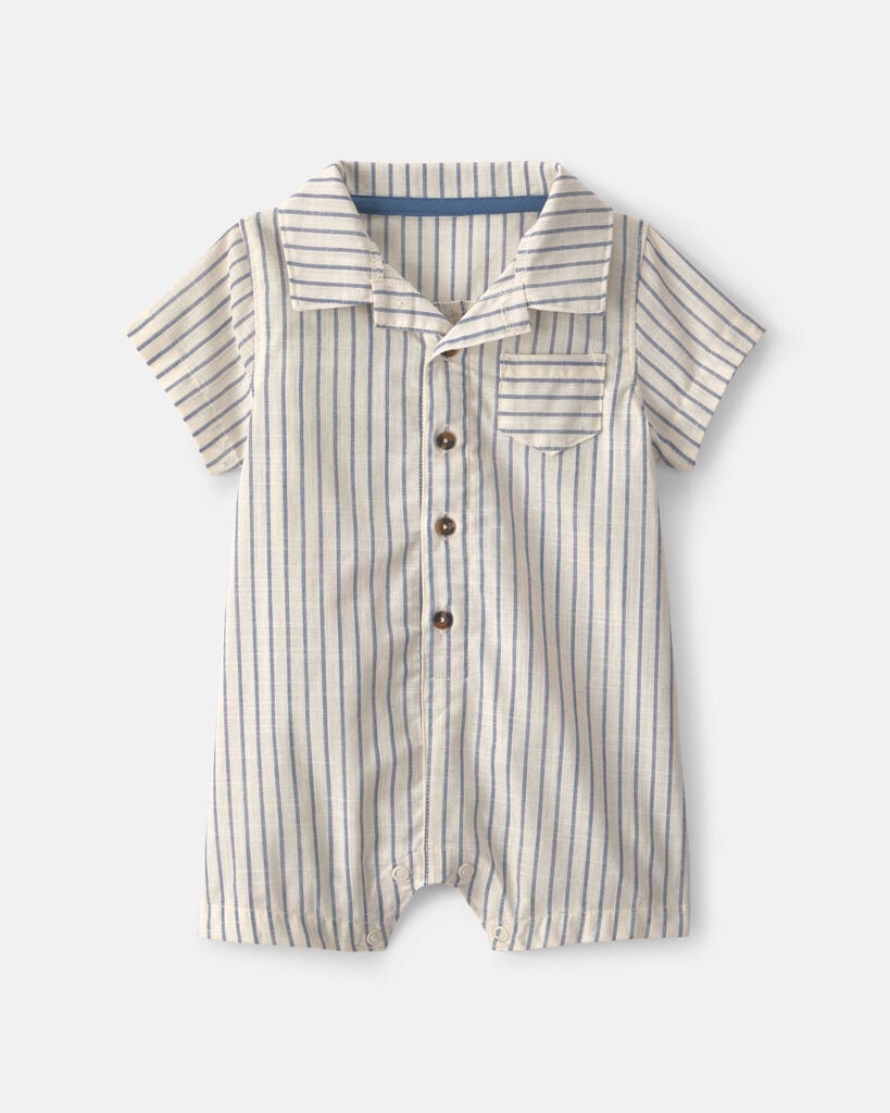 Carter's baby boy sailor stripe romper 12M Cream/Blue