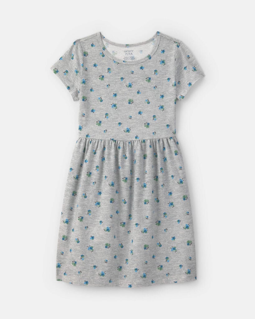 Carter's girls floral short-sleeve dress 10 Grey