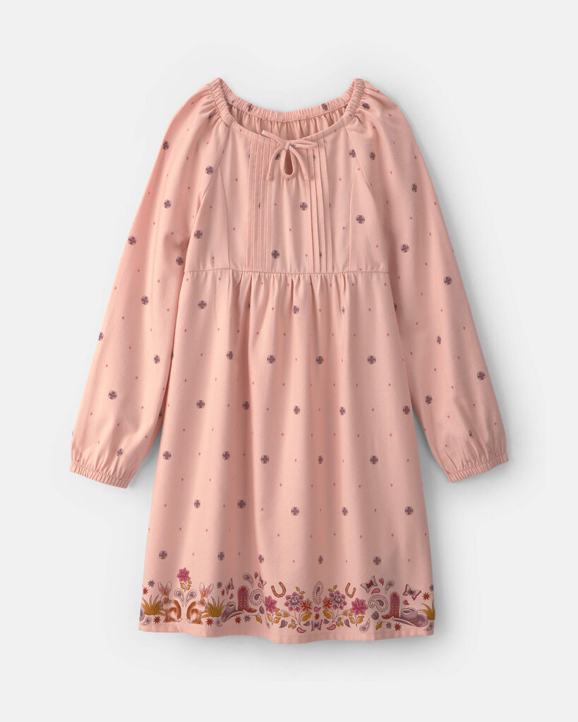 OshKosh B'gosh Girls Floral Twill Long-Sleeve Dress 10 Pink