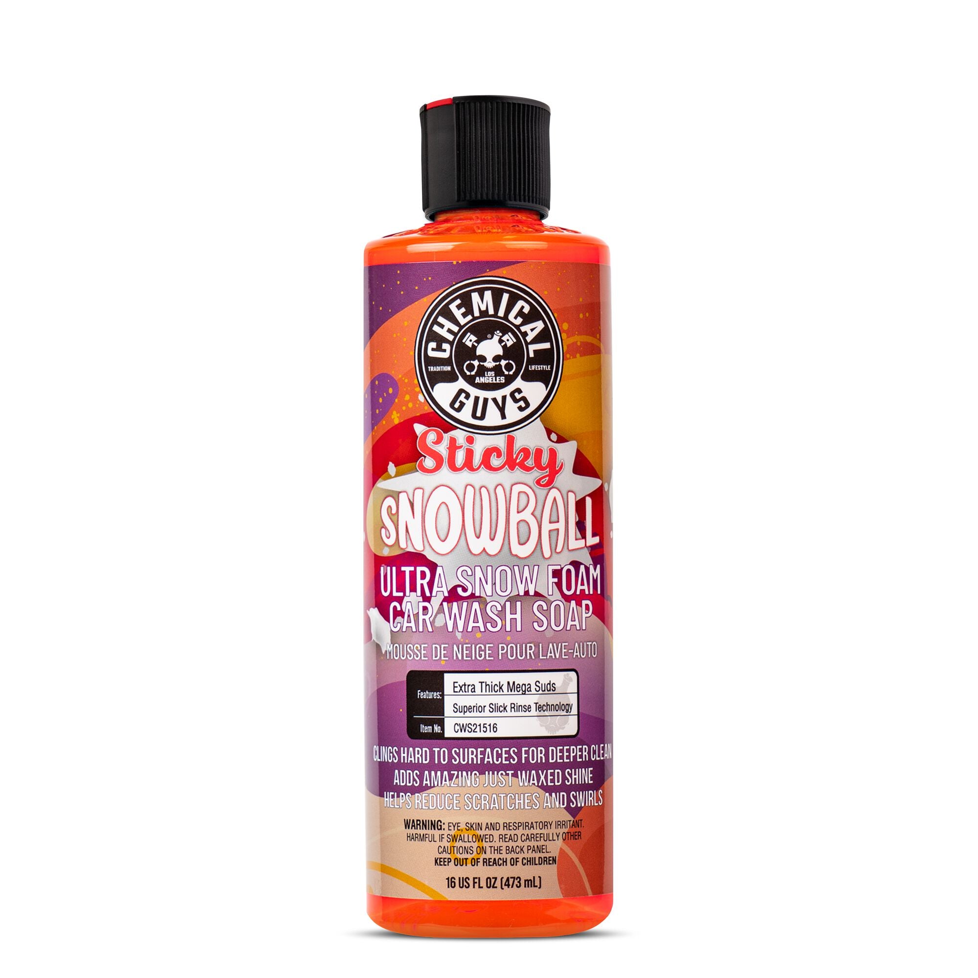Sticky Snowball Ultra Snow Foam Car Wash Soap, 16 oz | Remove Grime, Buildup | Car Detailing | Chemical Guys
