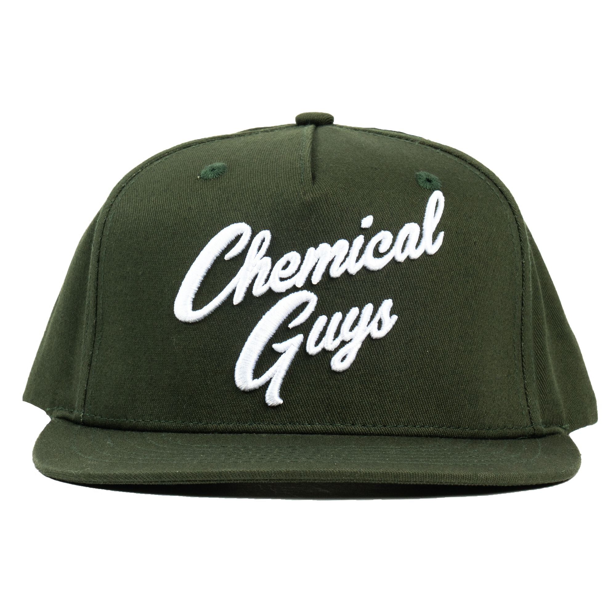 Snap-It-Back Olive Green Script Hat 100% cotton | Chemical Guys