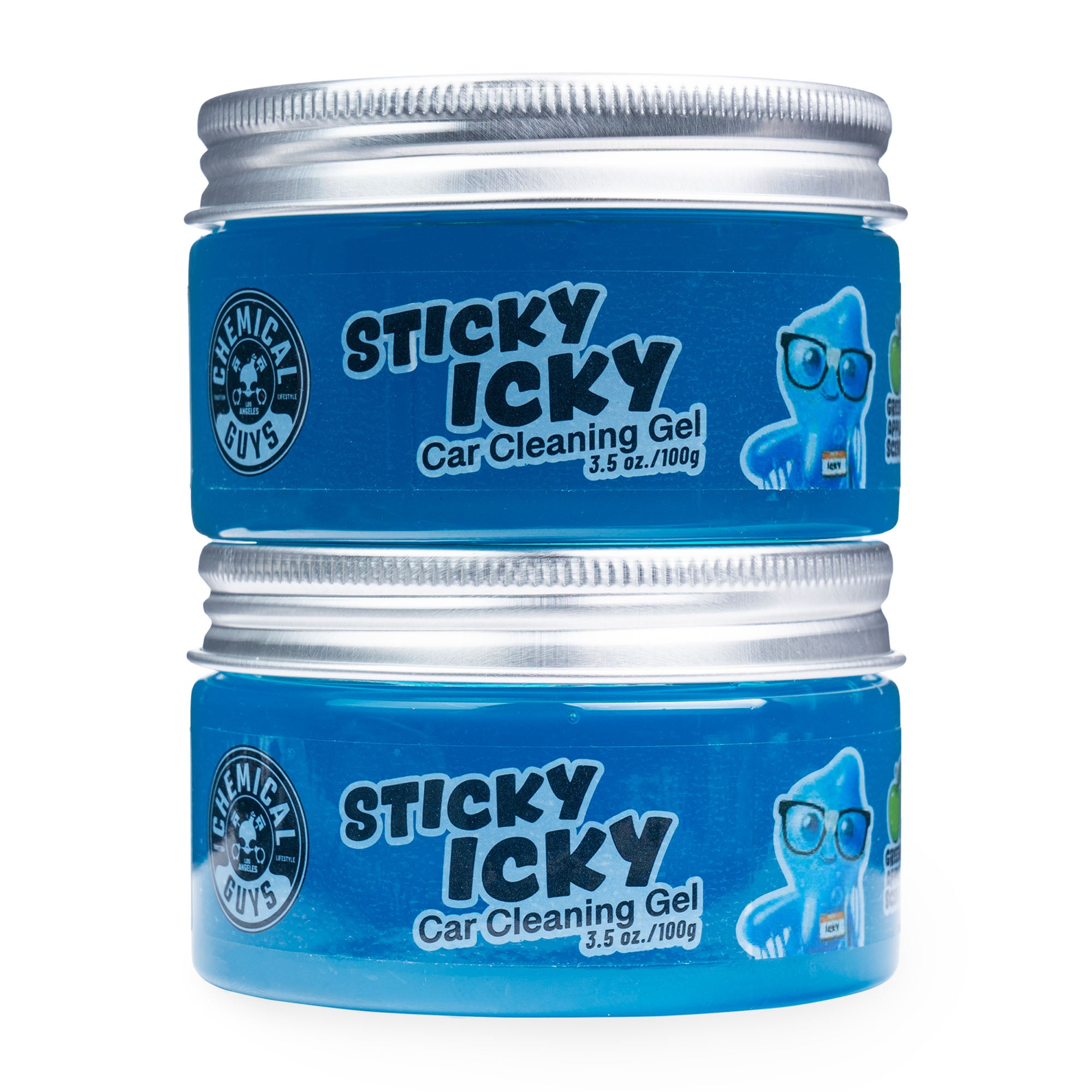 Sticky Icky Car Cleaning Gel 2 - Pack Green Apple Scent, Blue, 100g | Car Detailing | Chemical Guys