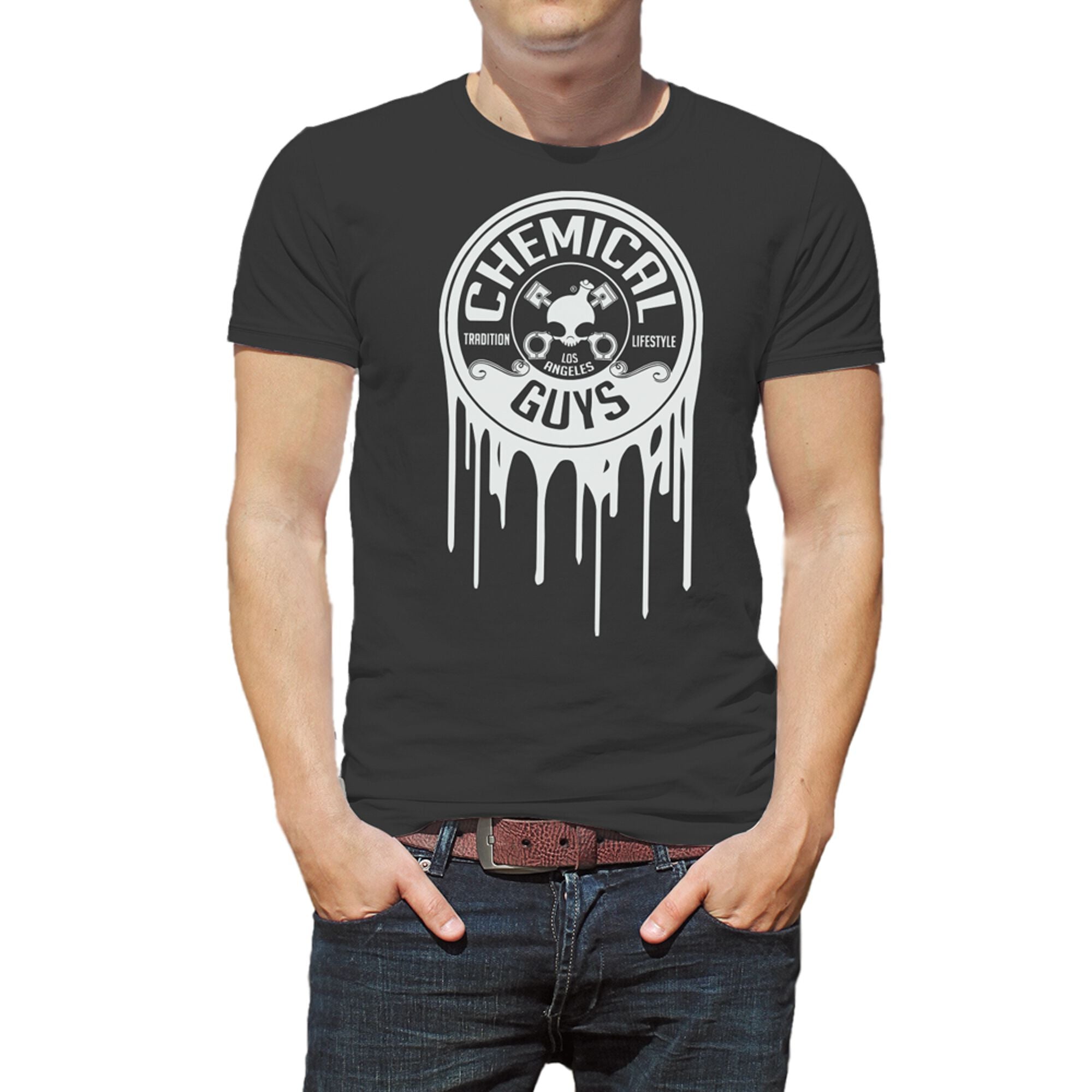 White Dripping Logo T-Shirt, Sema Edition, Large | Chemical Guys
