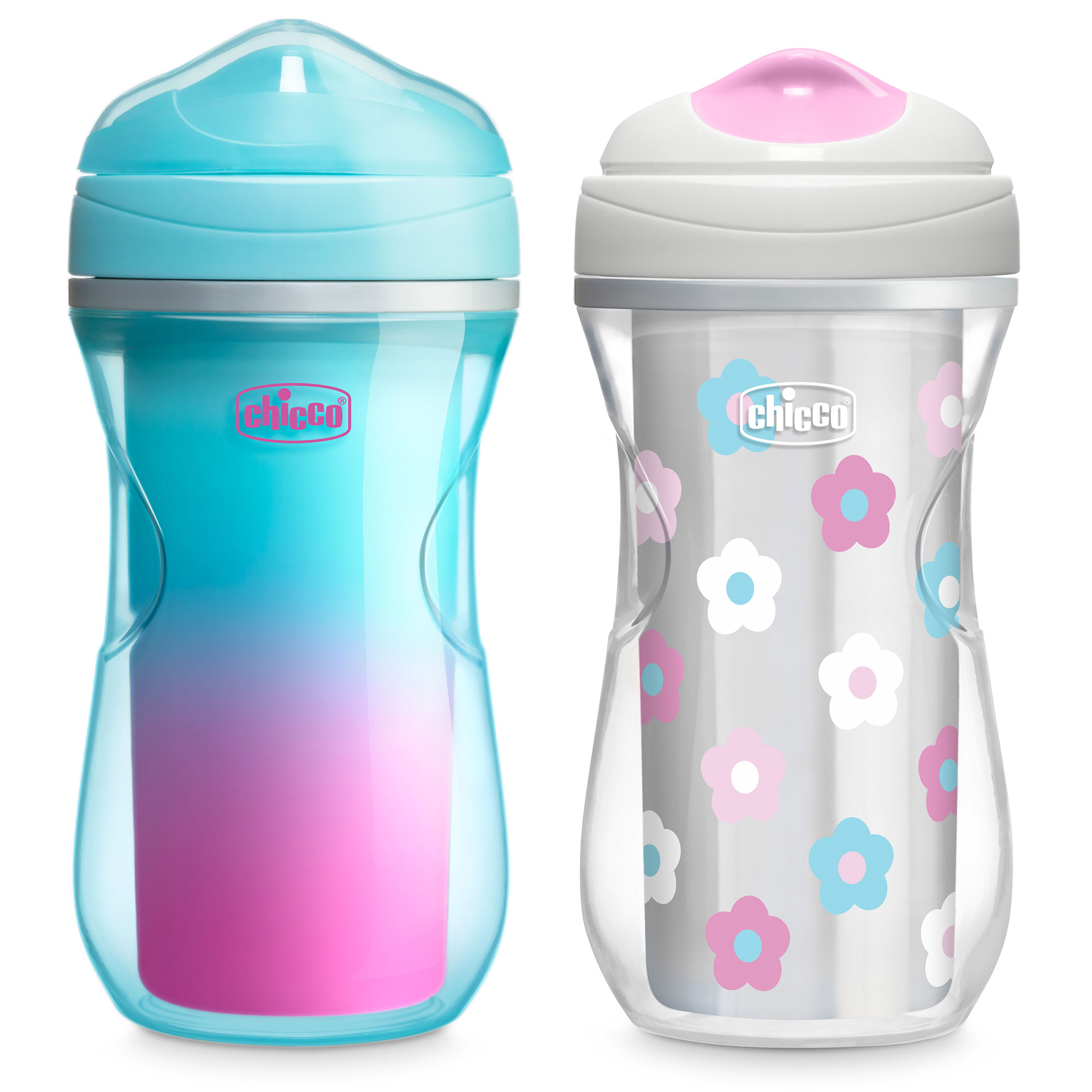 Insulated Rim Spout Trainer Sippy Cup 9oz 12m+ (2pk) - Teal/Pink/Floral
