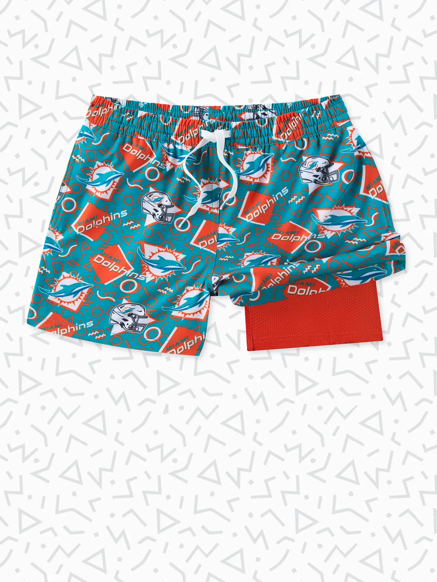 Chubbies The Dolphins Game Day Fit Polyester/Spandex Trunks with Boxer Brief Mesh Liner in Teal | Size Medium