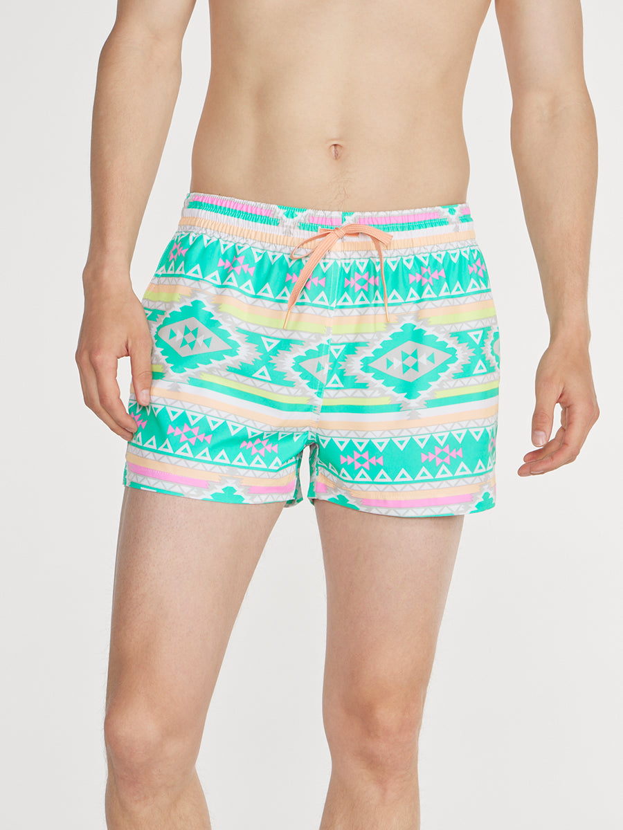 Chubbies The En Fuegos 4" Inseam Polyester/Spandex Swim Trunks with Mesh Brief Liner | Size Medium