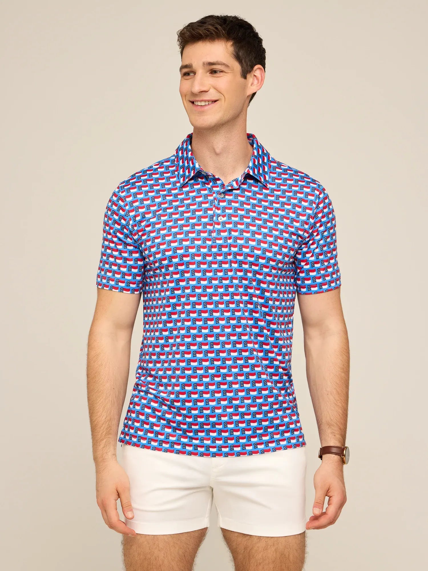 Chubbies The Ridge Bliss Performance Polo Stretch Shirt for Men in Blue | Size Small