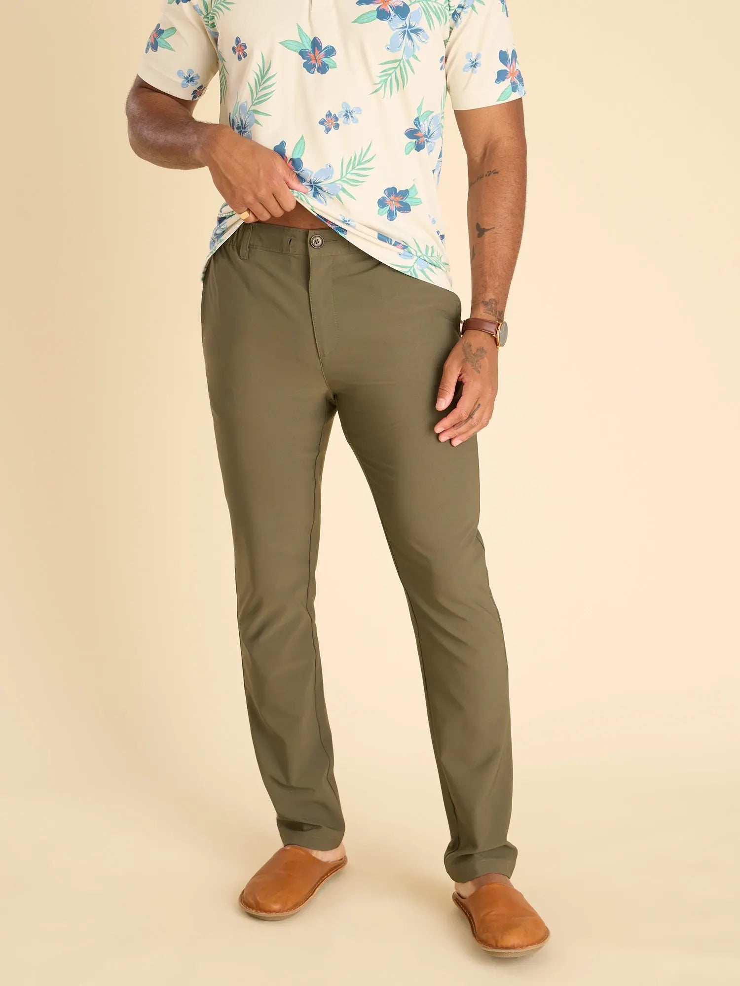 Chubbies The Hidden Jungles 30" Polyester/Spandex Pants in Olive Green | Size XXL