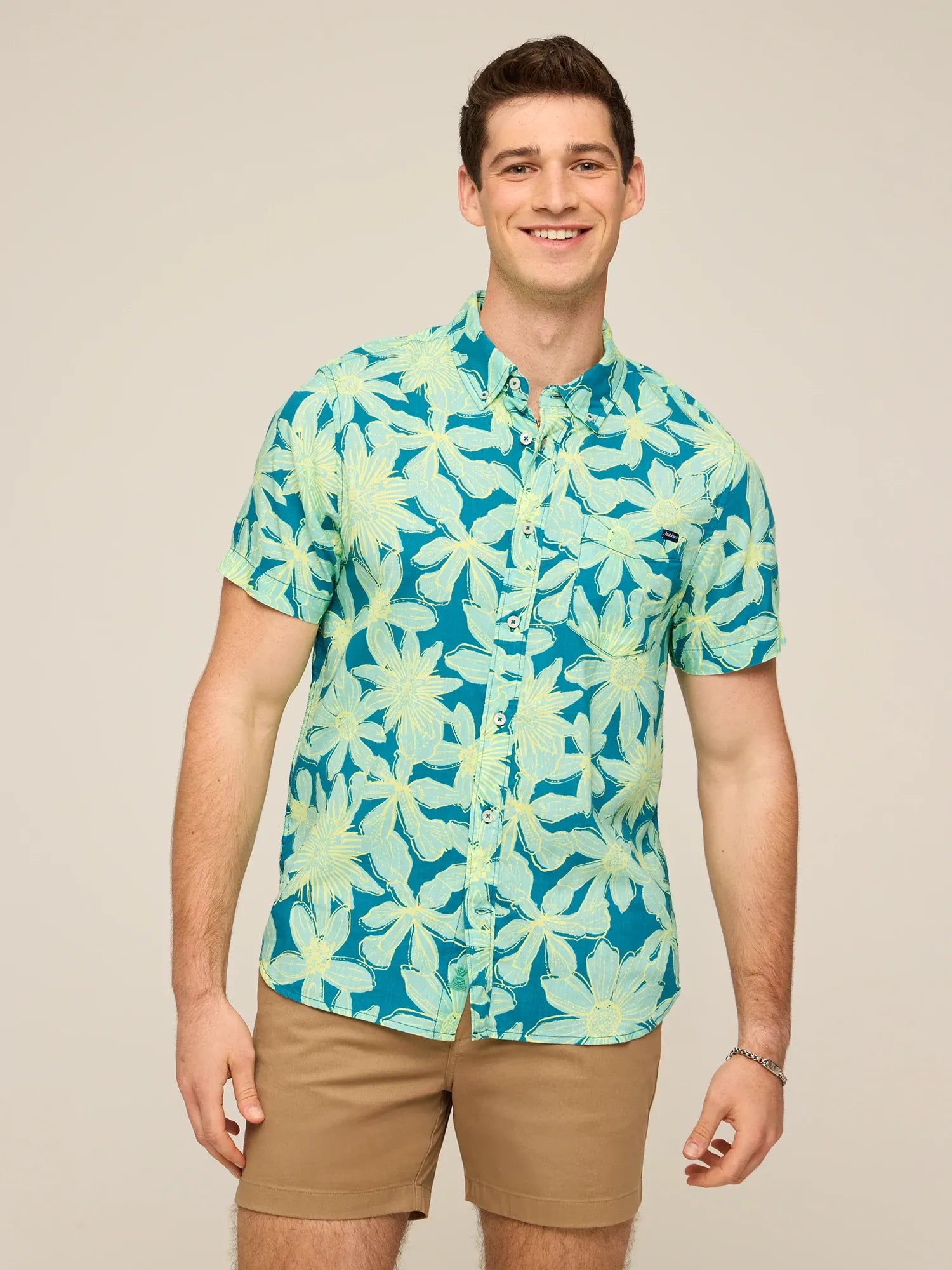 Chubbies The Jade Garden Slub Poplin Shirt for Men | Size Large