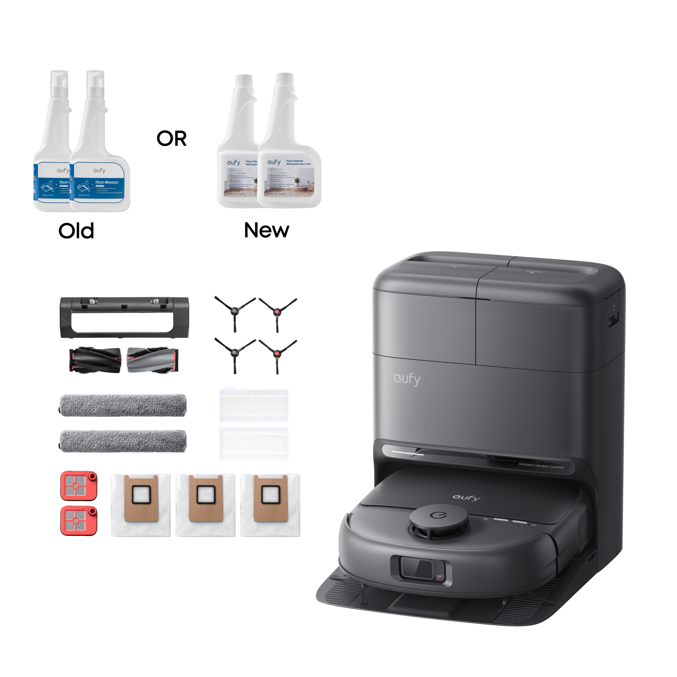 eufy Robot Vacuum Omni C28 + Replacement Kit + Cleaning Solution ×2 Black