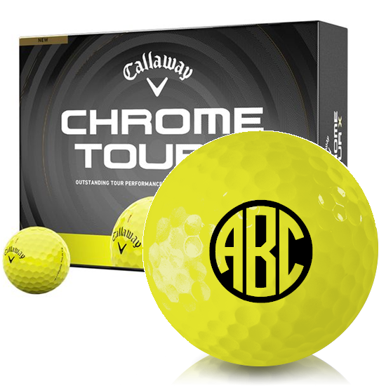 Callaway Golf Chrome Tour X Yellow Monogram Golf Balls - 2026 Model