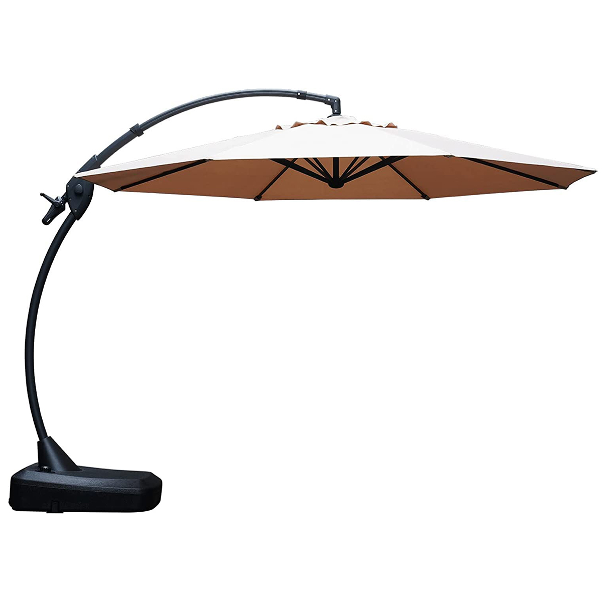 11 FT 12 FT Cantilever Patio Umbrella with Base - Deluxe NAPOLI Champagne-11FT