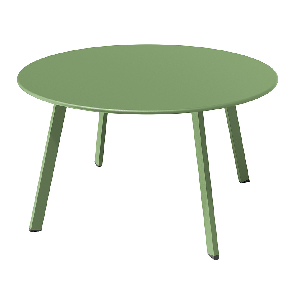 Round Steel Patio Coffee Table, Weather Resistant Outdoor Large Side Table Sage Green