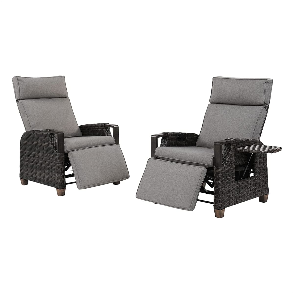 复制Indoor &Outdoor Recliner Air Pump Wicker Reclining Chair Independent Back and Leg Adjustment 2PCS-Save $100