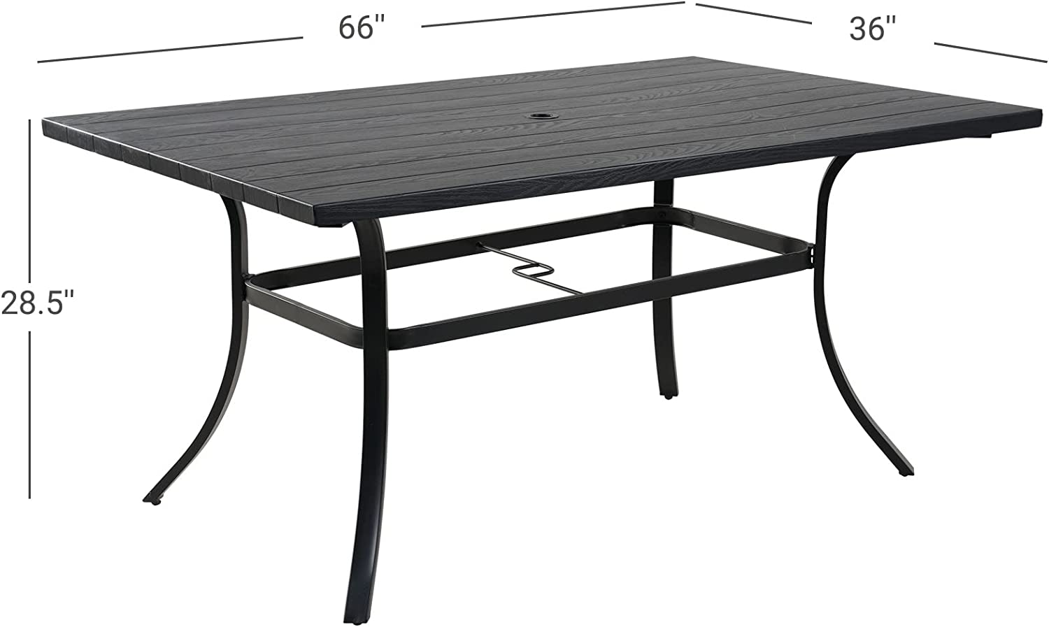 Grand Patio Outdoor 42'' Metal Dining Table Round with 1.5“ Umbrella Hole, Rust-Free Steel Picnic Table Rectangular Table