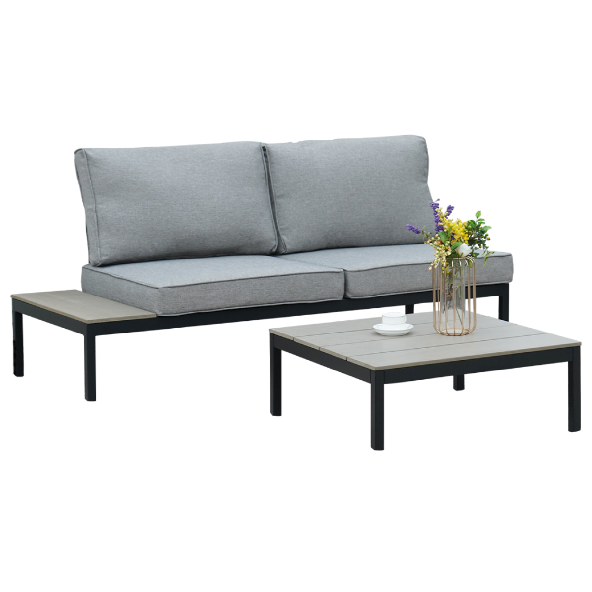 Outdoor Sectional Sofa Set, All-Weather Aluminum Frame Conversation Set, Modern Furniture Set 2 Pieces-Small Patio Conversation Set