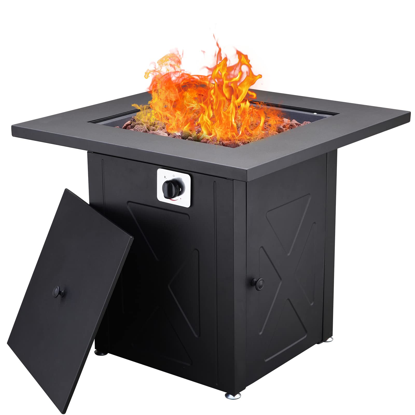 28" 30" 32" Square Outdoor Patio Propane Fire Pit Table 28 inches