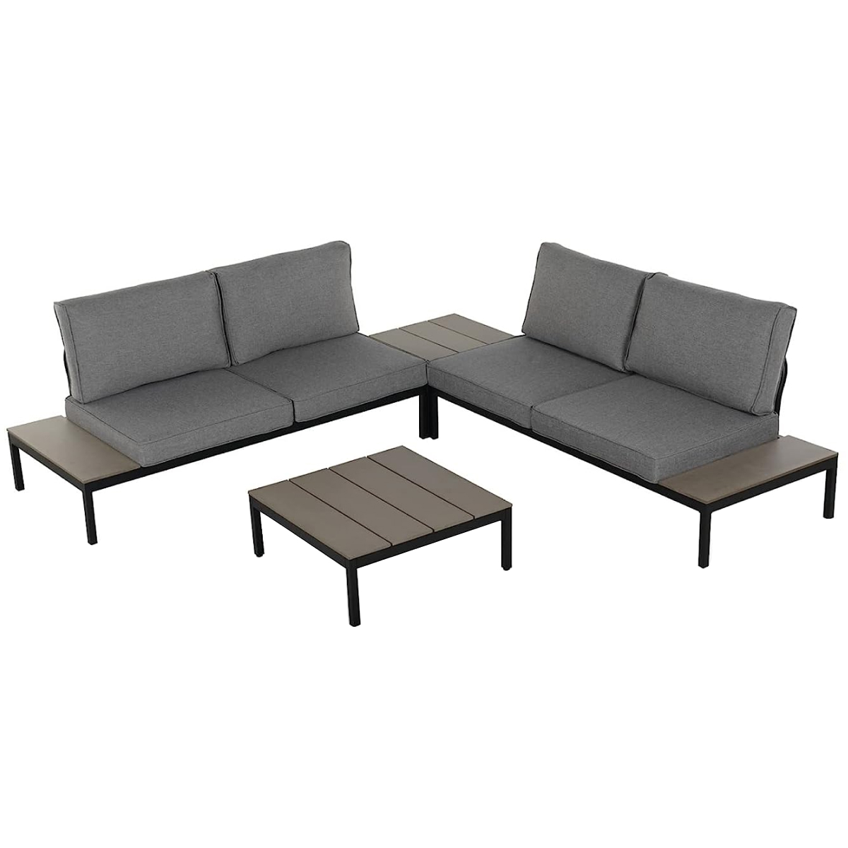 Outdoor Sectional Sofa Set, All-Weather Aluminum Frame Conversation Set, Modern Furniture Set 4 Pieces-Patio Conversation Set