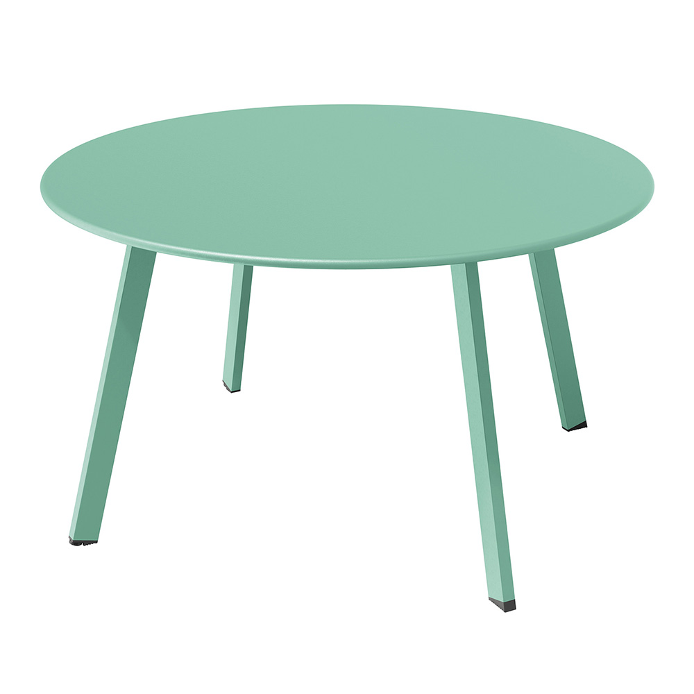 Round Steel Patio Coffee Table, Weather Resistant Outdoor Large Side Table Mint Green