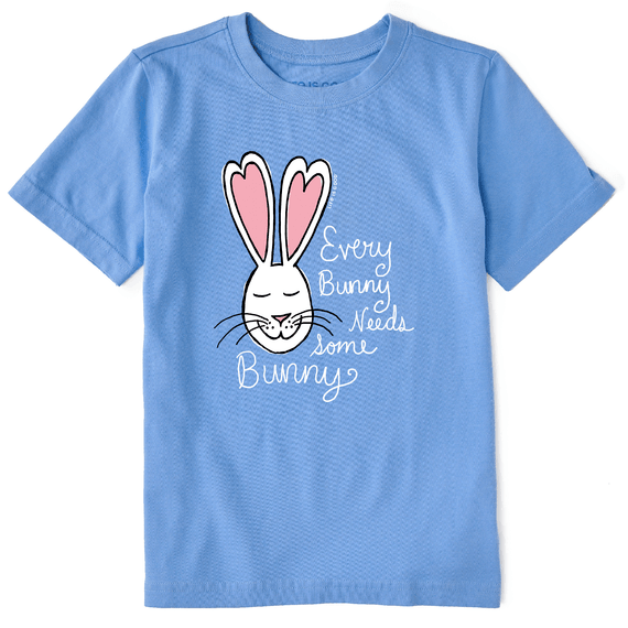 Life is Good Kids Every Bunny needs Some Bunny Crusher Short Sleeve T-Shirt in Cornflower Blue Size XS | 100% Cotton