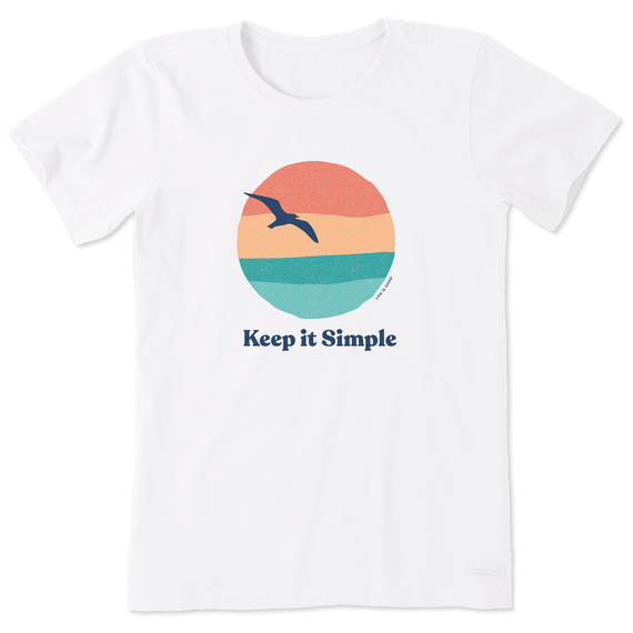 Life is Good Women's Keep it Sun Colorblock Sun Crusher Short Sleeve T-Shirt in Cloud White Size 2XL | 100% Cotton