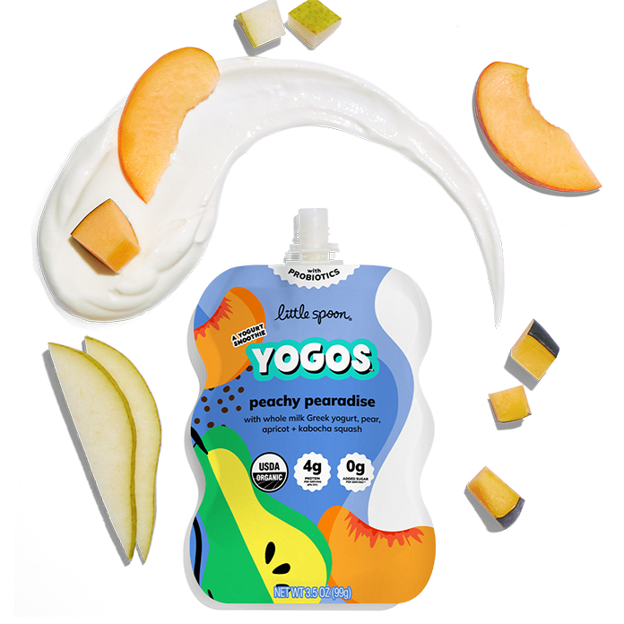 YoGos | Peach Whole Milk Greek Yogurt Pouch | Organic Baby Food Pouch | Little Spoon