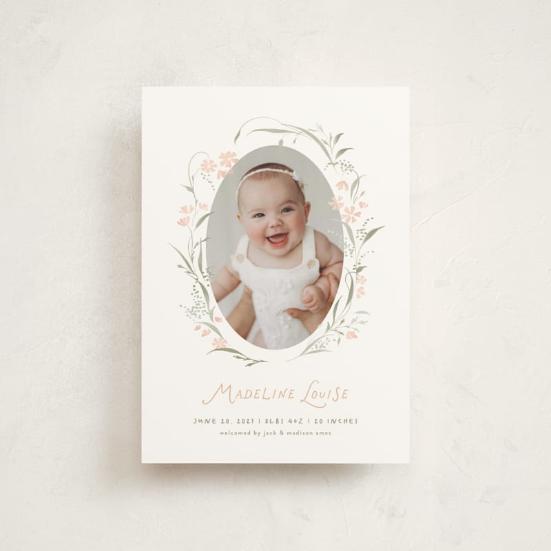 Dainty Wreath Birth Announcement Postcards