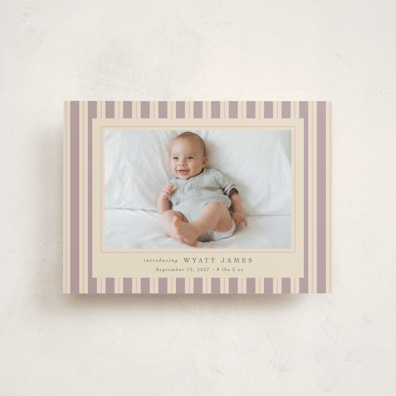 Colorful Stripes Birth Announcement Postcards