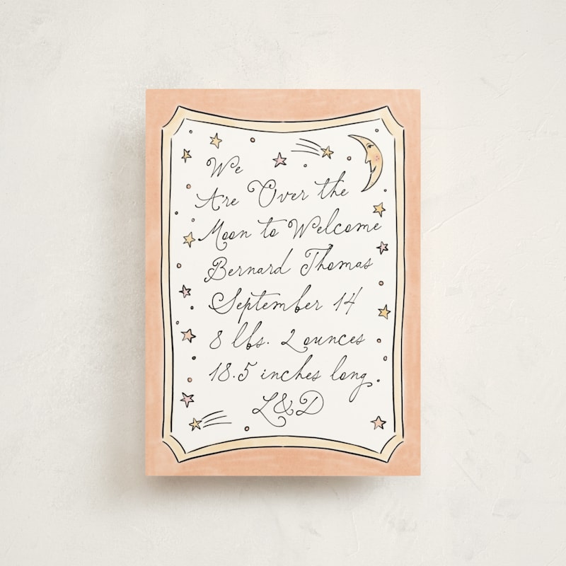Over The Moon And Back Birth Announcement Postcards