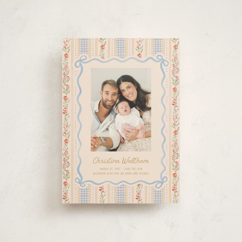 Cottagecore Wallpaper Birth Announcement Postcards